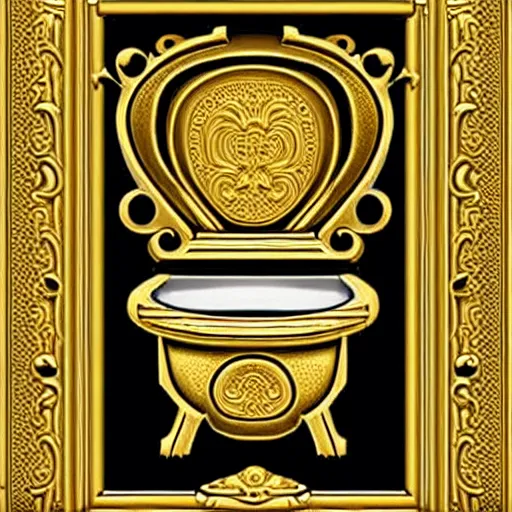 Image similar to a toilet made from solid gold. highly detailed, ornate, photorealistic