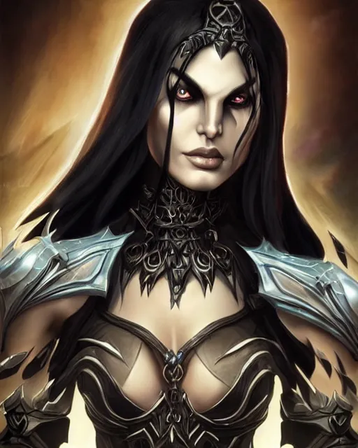 Prompt: The Dark Elf Queen as an Darksiders character digital illustration portrait design by, Mark Brooks and Brad Kunkle and Artgerm and Madureira, detailed, soft lighting