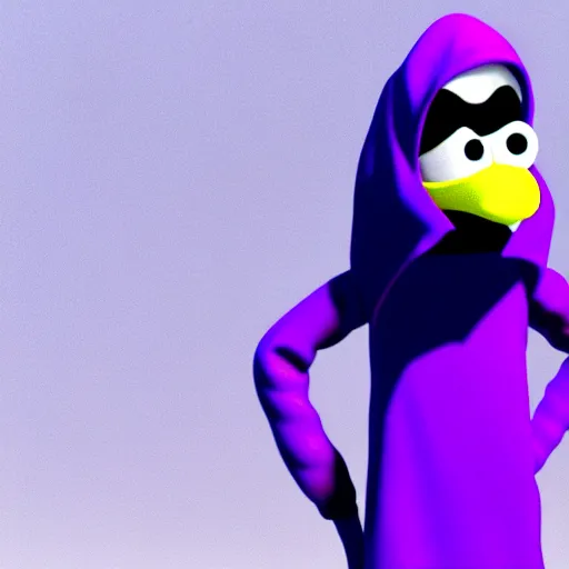 Image similar to day of the tentacle characters purple tentacle. super realistic 8 k render of a dark hooded powerful elegant, cinematic composition