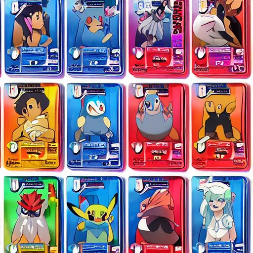 Image similar to pokemon cards with snooki, joe biden, nicki minaj, kim kardashian, osama bin laden, pokemon anime style, hd 8k image high detail, at target