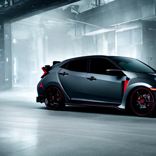 Image similar to civic type R made in 2049 futuristic bladerunner