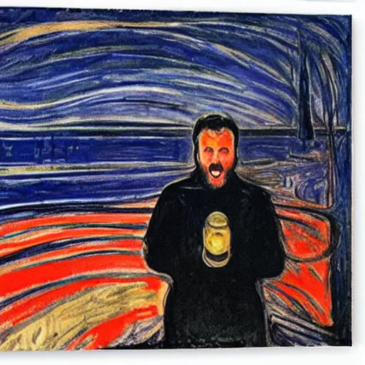 Prompt: forsen screams, by edvard munch