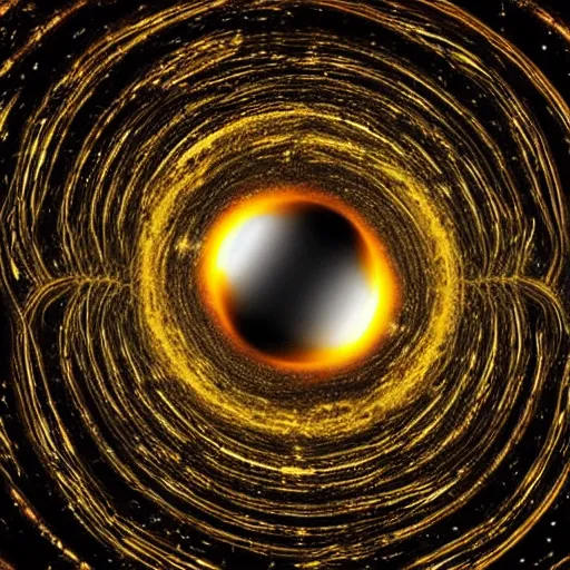 Image similar to a world inside a black hole, realistic, hyperdetailed, photo