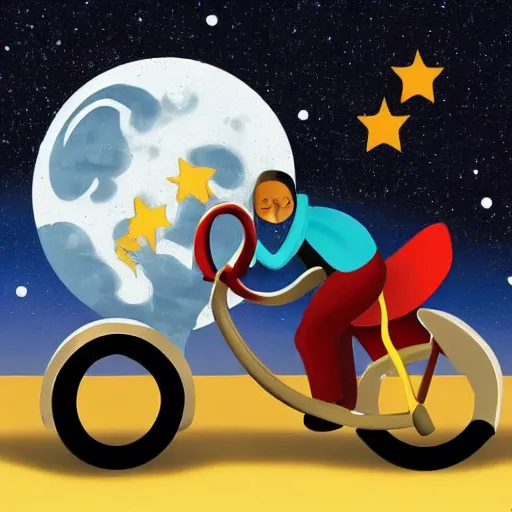 Image similar to astronaut riding a bike to the moon