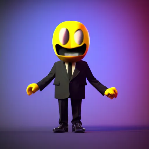 Image similar to Pac-Man wearing a suit, octane render, 3d render, trending on artstation