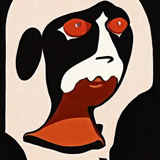 Image similar to A beautiful experimental art. She could have been bred from a shark and a hatchet. Black eyes, sharp features, lips so thin they might as well not have existed. Dexter's Lab by Gustave Van de Woestijne shadowy