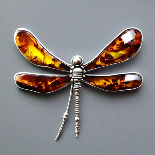 Image similar to abstract dragonfly morphing jewelry silver amber