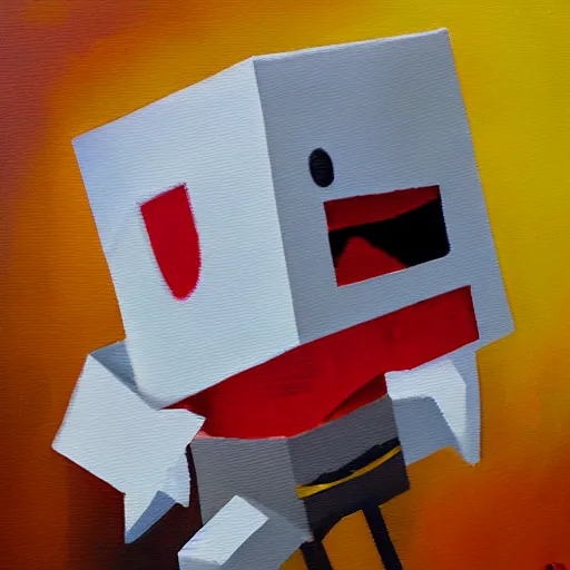 Prompt: super meat boy, oil painting