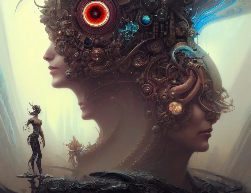 Image similar to inside a fractal of eyes fantasy character portrait, ultra realistic, wide angle, intricate details, blade runner artifacts, highly detailed by peter mohrbacher, boris vallejo, hajime sorayama aaron horkey, gaston bussiere, craig mullins