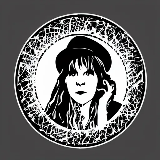 Image similar to stevie nicks, sticker - art, svg vector, adobe - illustrator