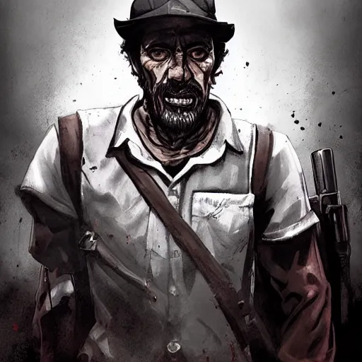 Image similar to don ramon and the chavo del 8 walking dead game telltale, gigachad black and white trending on artstation, painted by greg rutkowski