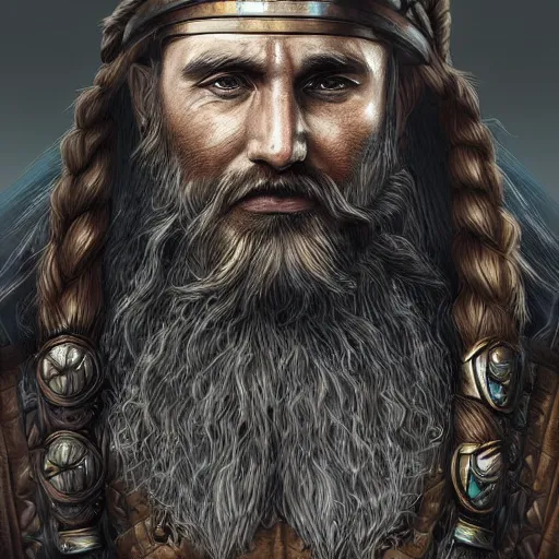 Image similar to kurdish viking, highly detailed, digital painting, artstation, award winning art, sharp focus, incredibly strong and tall