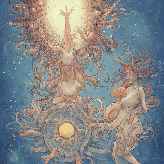 Prompt: a painting of the mothers of the sun by james jean, dark fantasy art, high detail, trending on artstation