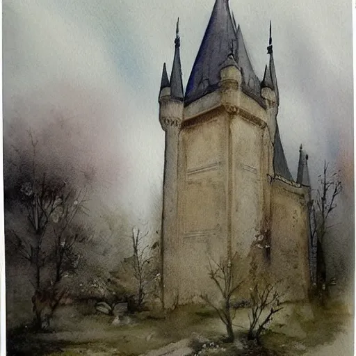 Prompt: (((((((watercolor sketch of Gothic revival castle gatehouse))))))) . muted colors. by Jean-Baptiste Monge !!!!!!!!!!!!!!!!!!!!!!!!!!!!!!!!!!!!!!!! ((((((((((((((((((watercolor sketch))))))))))))))))))