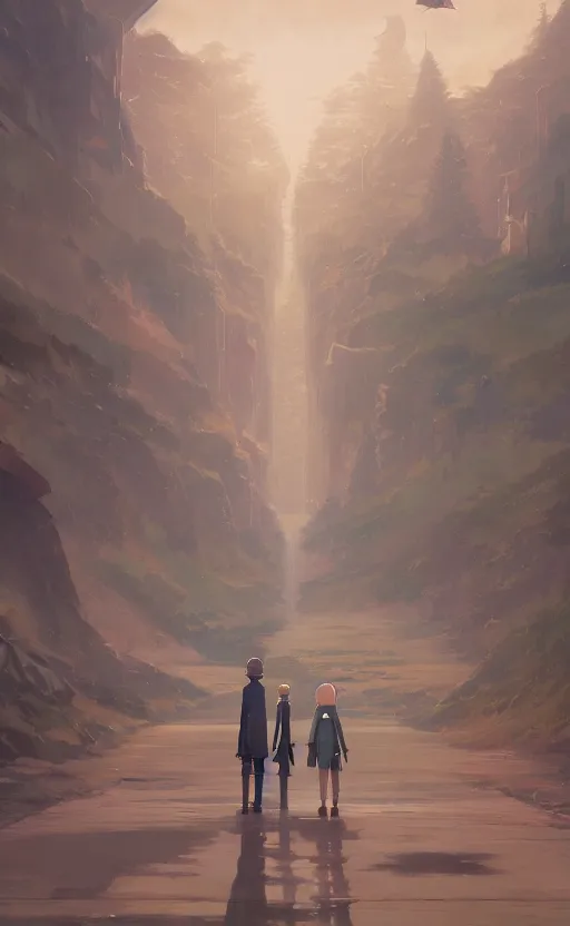 Prompt: Kino's Journey, masterpiece digital painting by Greg Rutkowski, Alex Grey, artstation, 4k wallpaper