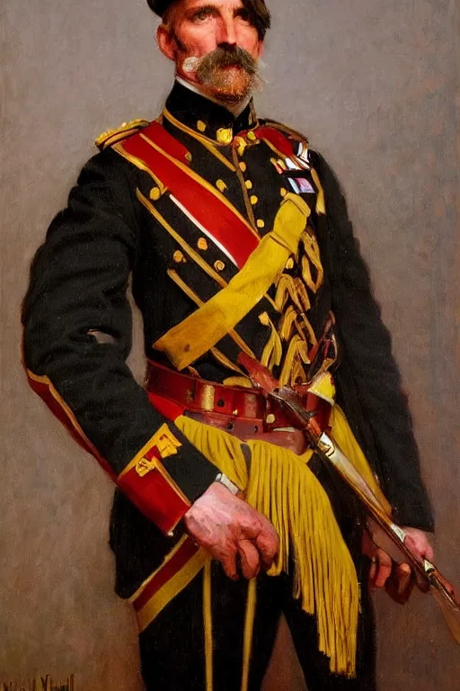 Prompt: full body portrait of the dictator of the portland trailblazers, 1 8 8 9, in full military garb, oil on canvas by william sidney mount, trending on artstation