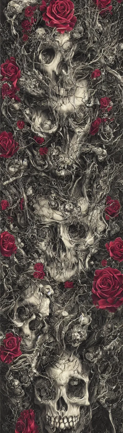 Image similar to the ghost in the machie, dense web of neurons firing, psychedelic lights and fog, skull and roses and gnr imagery, zdzislaw, ayami kojima, yamamoto, barclay shaw, karol bak, hyperrealist, 8 k