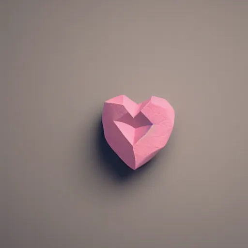 Image similar to 3d render of a rough clay heart shape in the middle of a gray sheet of paper, range of pastel colors on the left side