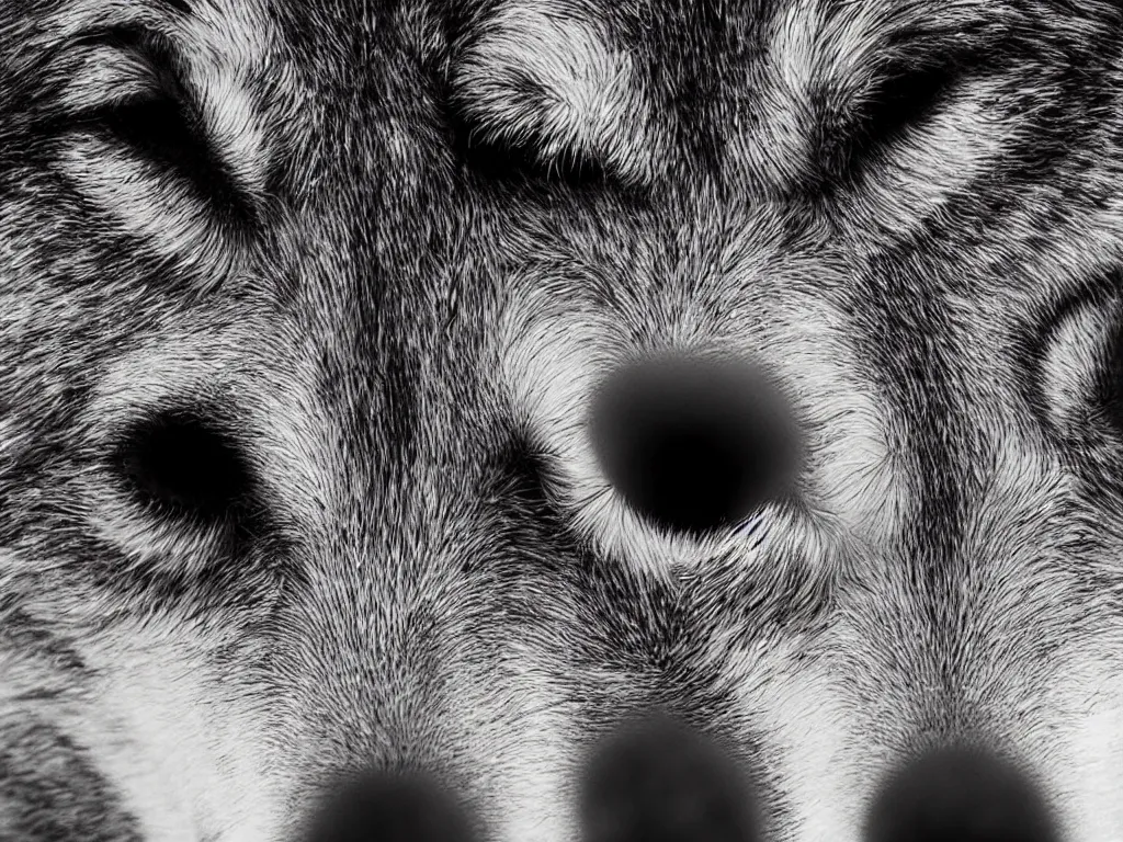 Image similar to ultra detailed photo, extreme close up of wolf face, telephoto lens