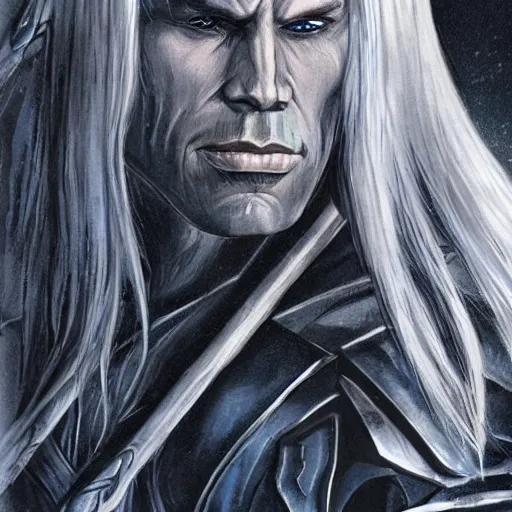 Image similar to portrait of drizzt do'urden, character art, high quality, very detailed