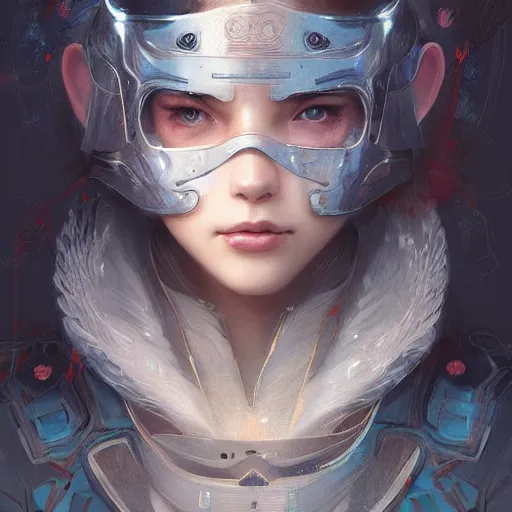 Image similar to a beautiful girl wearing a cyberkinetic mask, digital art, 8 k resolution, highly detailed, artstation, pretty face, very beautiful face, very detailed eyes, by rossdraws, tom bagshaw, greg rutkowski, ferdinand knab