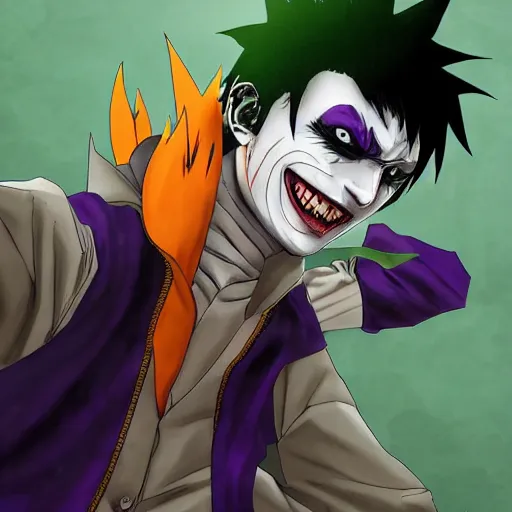 Prompt: Joker looks like Naruto, Joker as Naruto, high quality photo