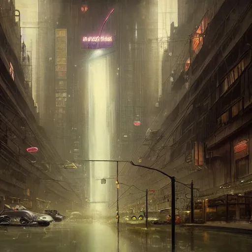 Prompt: underground city at the center of the earth, chillwave, electronic billboards, tech noir, wet reflections, atmospheric, ambient, livia prima, greg rutkowski, edward hopper, pj crook