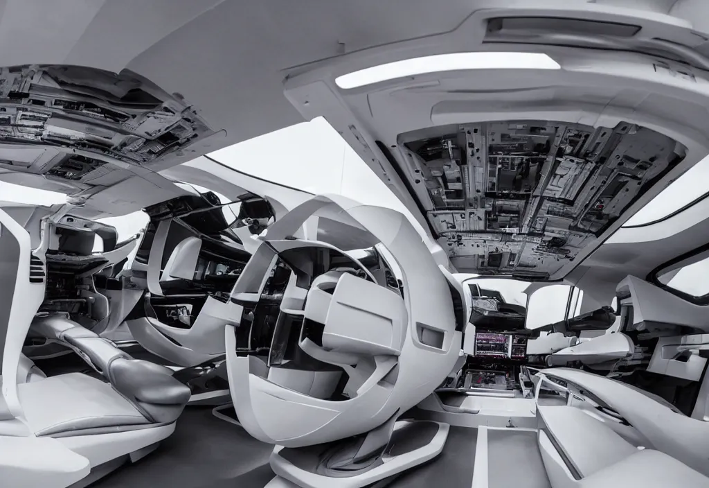 Image similar to the inside of a futuristic flying car
