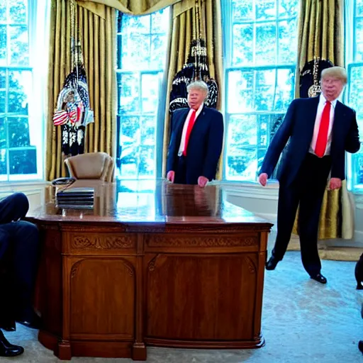 Image similar to a group of ghost in the room office trump