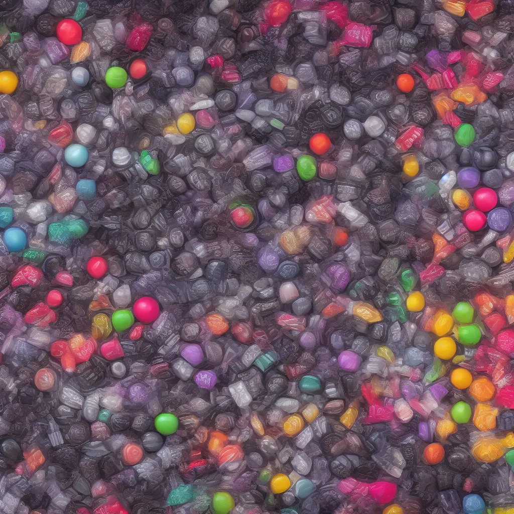 Prompt: deathstar made out of candy, black background, highly detailed, digital art 4k, 8k