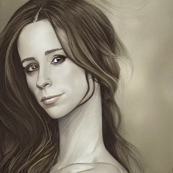 Image similar to a highly detailed portrait of jennifer love hewitt in the style of peter mohrbacher and in the style of charles dana gibson.