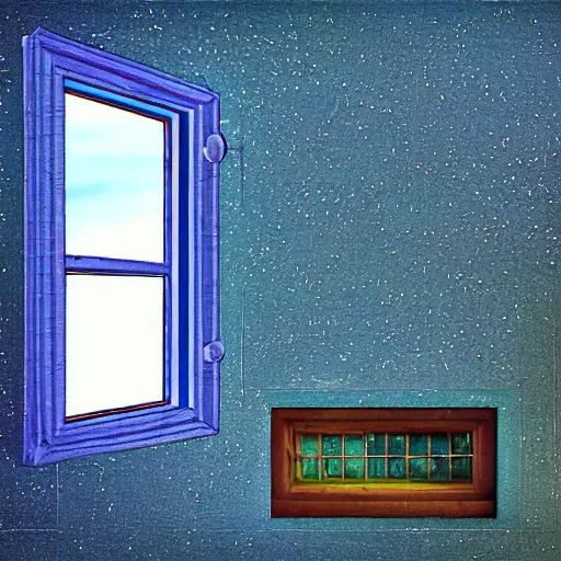 Image similar to a window in a small boys room, the universe can be seen through it, digital art