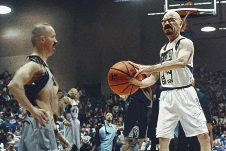 Image similar to walter white in a basketball game with demogorgon