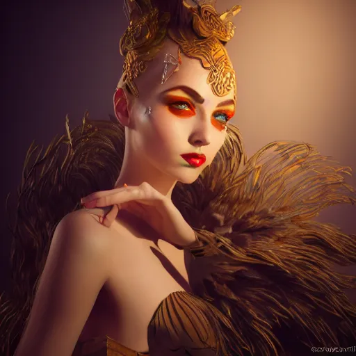 Image similar to fantasy inspired avant - garde art, deco fashion, highly detailed, photorealistic portrait, bright studio setting, studio lighting, crisp quality and light reflections, unreal engine 5 quality render