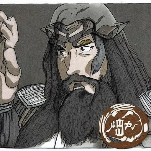 Image similar to gimli from the anime lord of the rings (1986), studio ghibli, very detailed, realistic