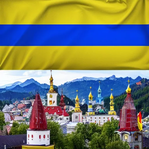 Prompt: the new official flag to celebrate the friendship of Ukraine and Switzerland