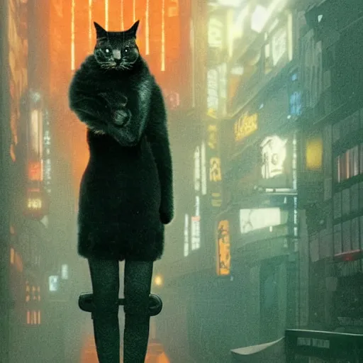Image similar to a cat in blade runner 2047