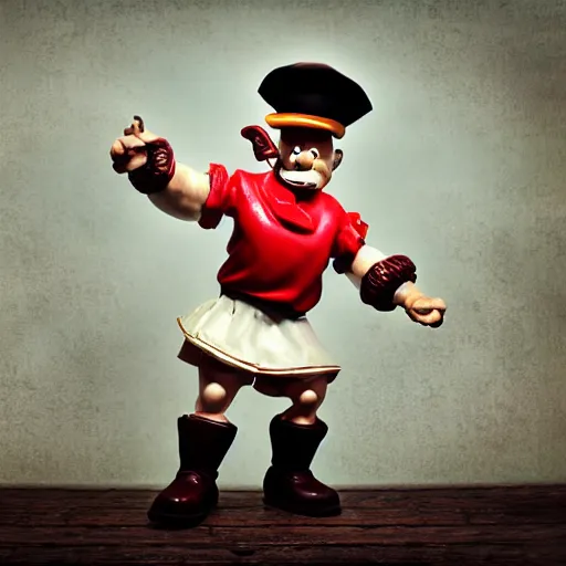 Image similar to 1 2 mp photo of popeye the sailor man, photography, fullbody, dynamic lighting