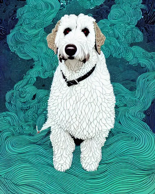 Image similar to bernedoodle by artgerm victo ngai ryohji hase art