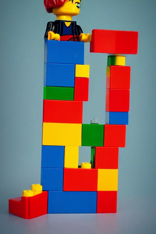 Image similar to a little cartoon boy with red hair builds a tower out of lego. clean elegant pretty cartoon painting, beautiful detailed face, soft outlines.