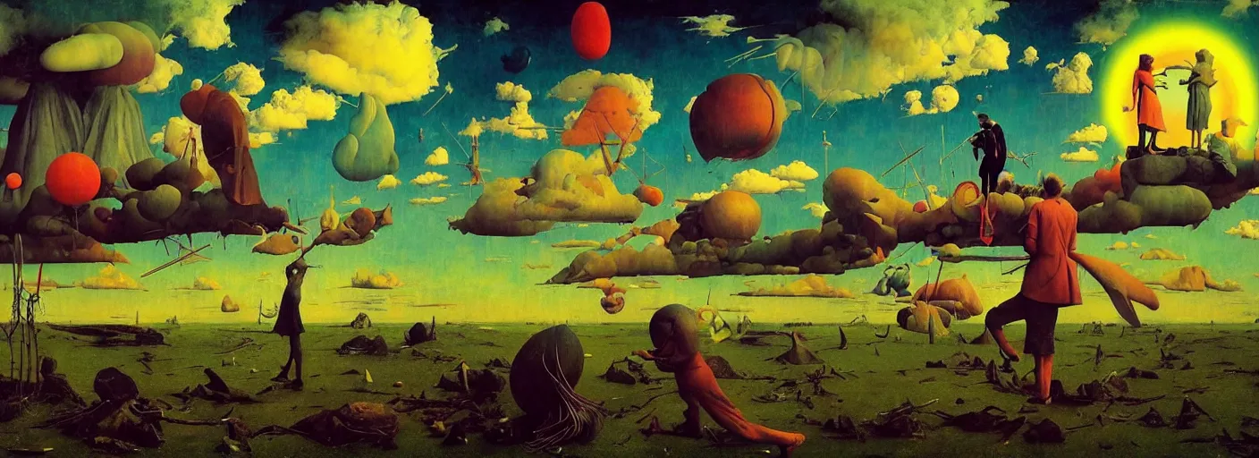 Prompt: surreal colorful psychedelic clouds concept art anatomy, action pose, very coherent and colorful high contrast masterpiece by norman rockwell franz sedlacek hieronymus bosch dean ellis simon stalenhag rene magritte gediminas pranckevicius, dark shadows, sunny day, hard lighting, reference sheet