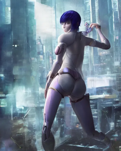 Image similar to weta disney pixar movie still portrait photo of motoko kusanagi ghost in the shell : : as cyborg woman by pixar : : by weta, wlop, ilya kuvshinov, rossdraws, artgerm, marvel, maxim cover, latex, octane render, sweaty, iridescent, bright morning, anime, liosh, mucha : :