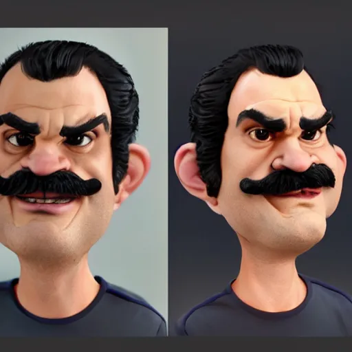 Image similar to caricature, claymation, luis guzman as waluigi, painted by tom lovell, wlop, artgerm, dishonored 2,