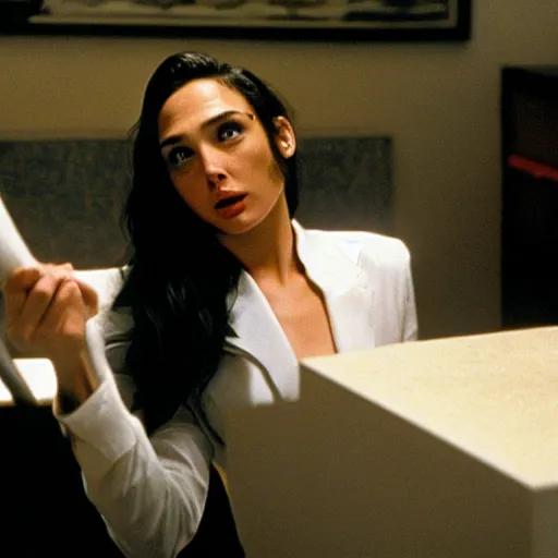 Image similar to gal gadot in patrick bateman apartment in american psycho ( 1 9 9 9 )