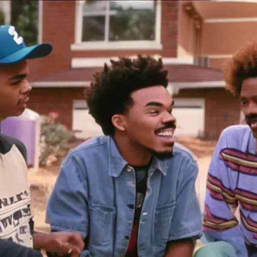 Image similar to a tv still of Chance The Rapper starring as a college student in a 1993 black sitcom