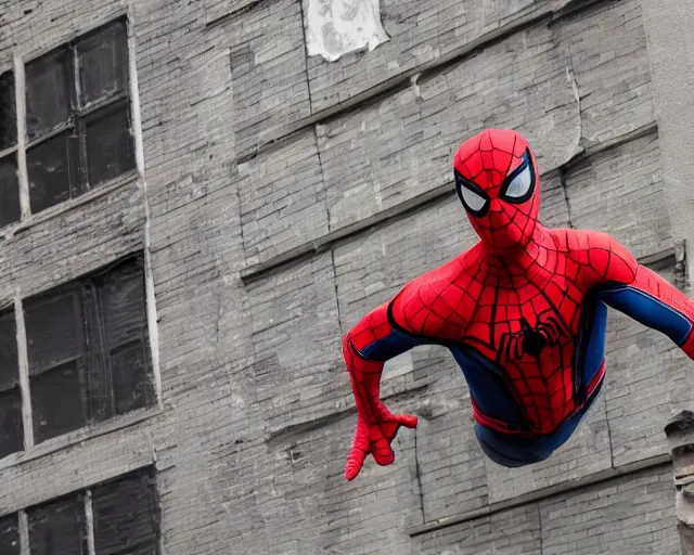 Image similar to photograph of spider - man on a building movie set