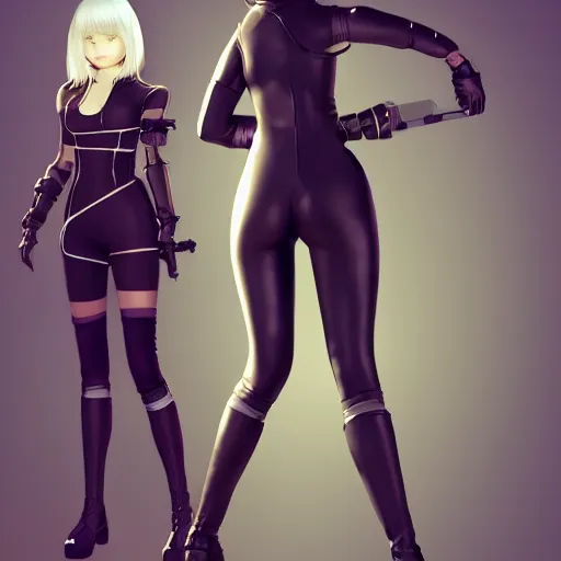 Prompt: portrait of 2B nier automata wearing skin tight clothes in Half life 2, digital art, trending on Artstation, CGSociety