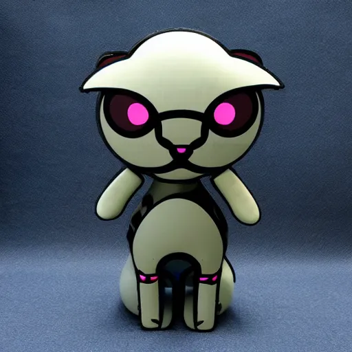 Prompt: cyberpunk kitty, 3D vinyl toy by Sanrio