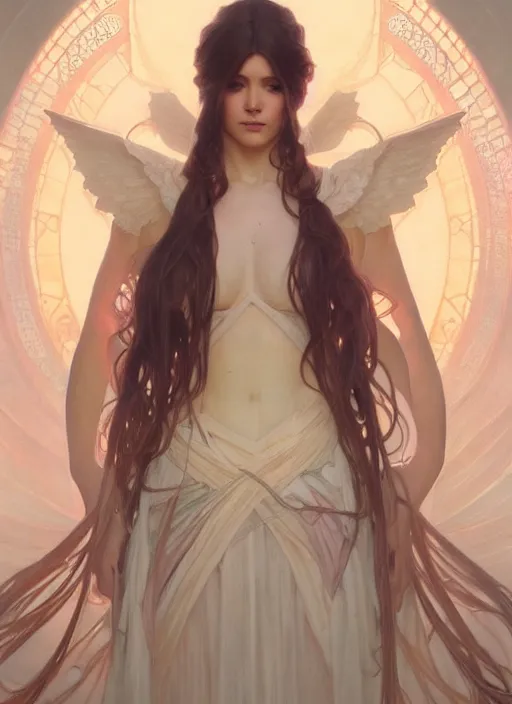 Prompt: an aasimar portrait art by artgerm and greg rutkowski and alphonse mucha, trending on artstation, cinematic light, pastel colors, volumetric shading, high radiosity dull skin, global illumination, radiant light, soft light, soft color dodge, subsurface scattering