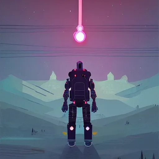 Image similar to “robotic raven. Full body image wearing metal body armor. Cozy lighting, in the style of Far Cry: Blood Dragon. Art by Simon stålenhag. Photo on top of all time”